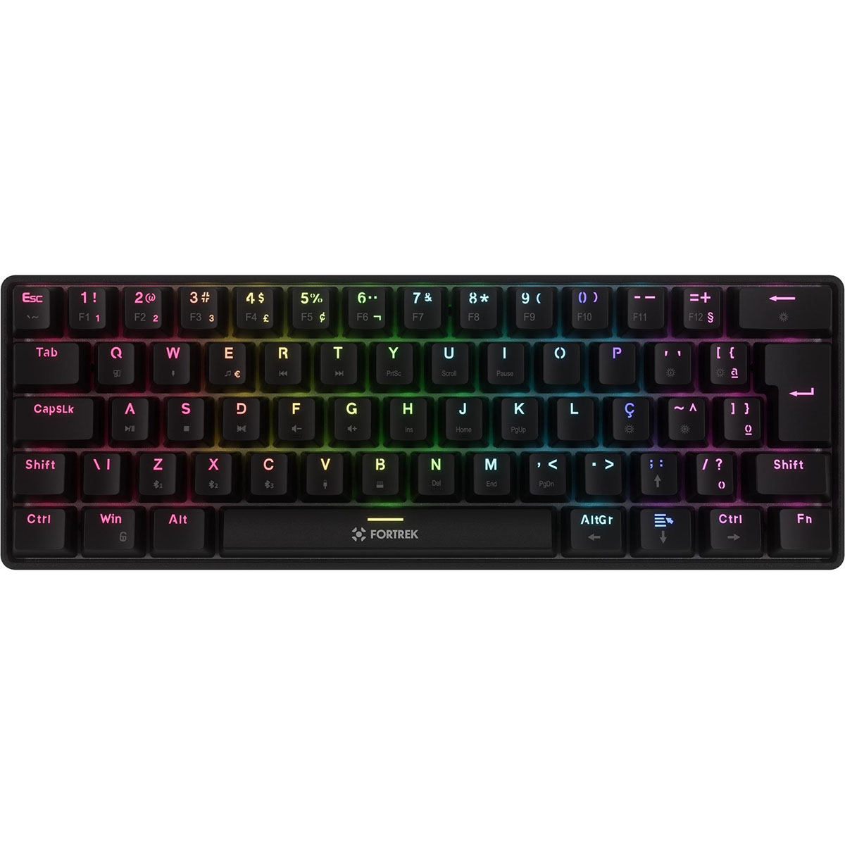 TECLADO MECANICO GAMER FORTREK GRAVITY AIR COMPACT RAINBOW WIRELESS SWITCH BROWN PRETO 84977 - Imagem 2