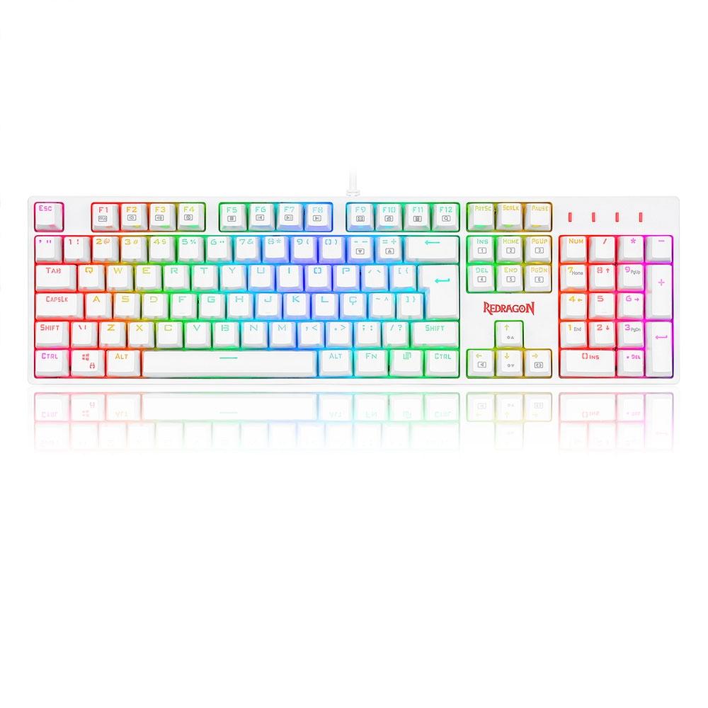 TECLADO MECANICO USB GAMER SURARA PRO SWITCH RED REDRAGON K582W-RGB-PRO BRANCO - Imagem 2